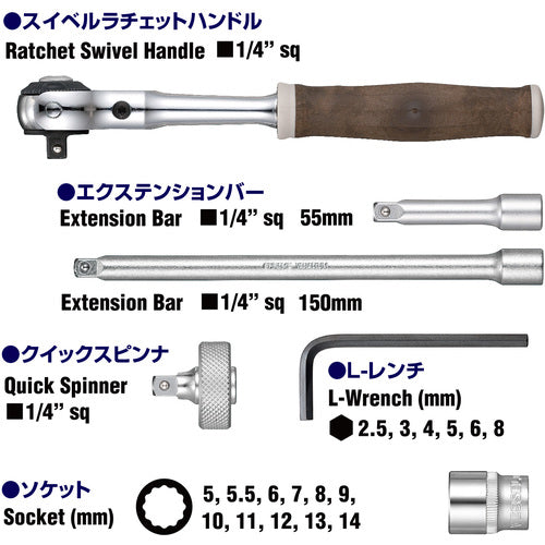 ベッセル ウッディスイベルソケットレンチセット HRW3005M-SW 3/8