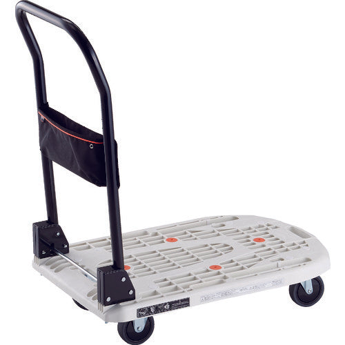 TRUSCO 軽量樹脂製運搬車“カルティオ” 780X490(折りたたみハンドルタイプ) ポケット付