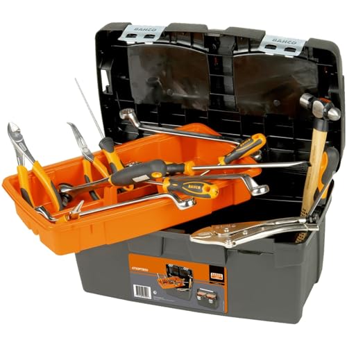 BAHCO 樹脂製工具箱 ヘビーデューティー仕様プラスチックボックス 外形寸法500×270×295mm 黒/オレンジ