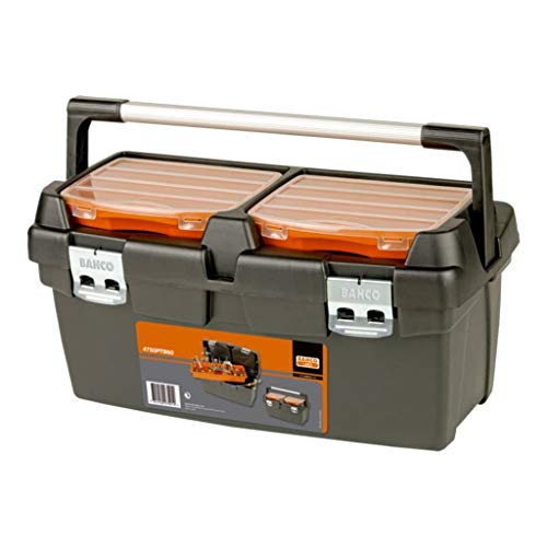 BAHCO 樹脂製工具箱 ヘビーデューティー仕様プラスチックボックス 外形寸法600×295×305mm 黒/オレンジ