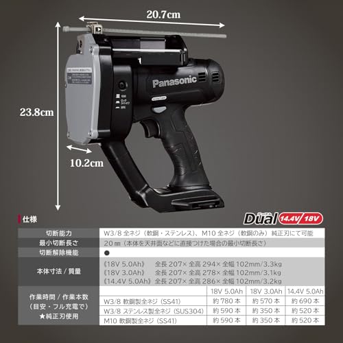 Panasonic デュアル 全ネジカッター 18V5.0Ahセット品