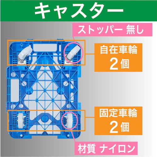 TRUSCO 樹脂製平台車 連結式ルートバン メッシュタイプ 515X385 ナイロン車輪 青