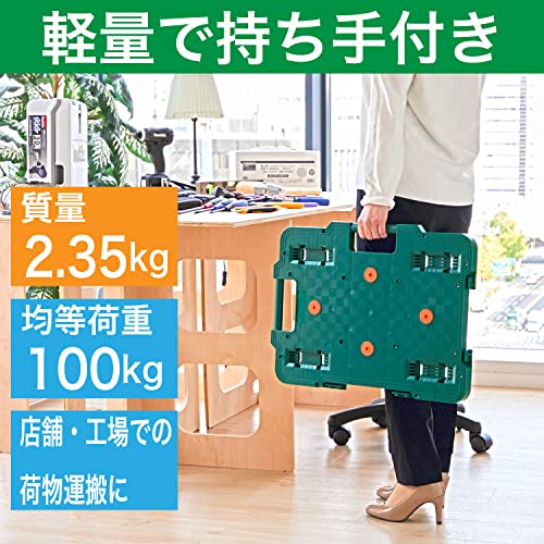 TRUSCO 樹脂製平台車 ルートバン 400X600 緑