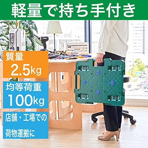 TRUSCO 樹脂製平台車 ルートバン 400X600 4輪自在 ストッパー付 緑
