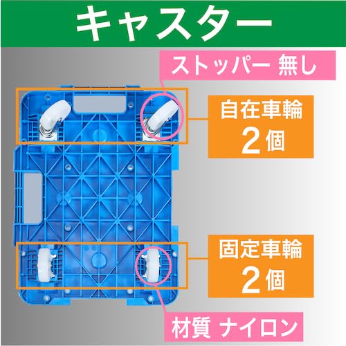 TRUSCO 樹脂製平台車 連結式ルートバン 615X415 ナイロン車輪 青