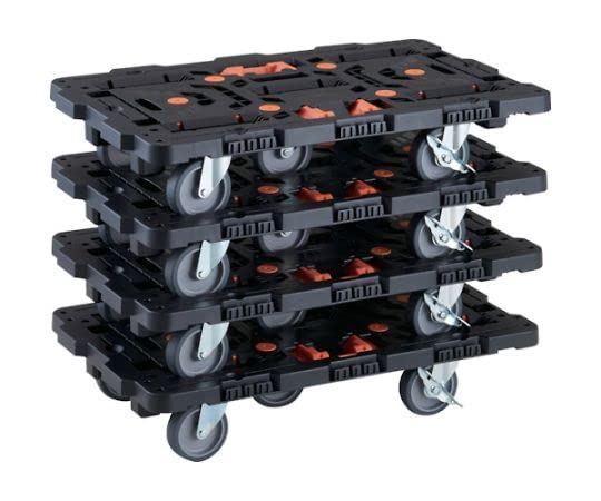 TRUSCO まとめ買い 連結式樹脂製平台車 ビートル 700X450 自在5輪 内2輪ストッパー付 とめたろう付 4台セット