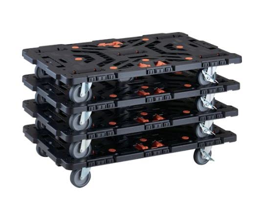 TRUSCO まとめ買い 連結式樹脂製平台車 ビートル 900X600 自在5輪 内2輪ストッパー付 柵 とめたろう付 4台セット