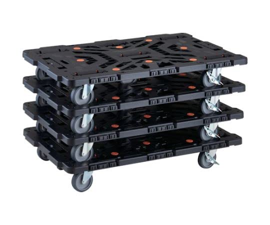 TRUSCO まとめ買い 連結式樹脂製平台車 ビートル 900X600 自在5輪 内2輪ストッパー付 柵付 4台セット