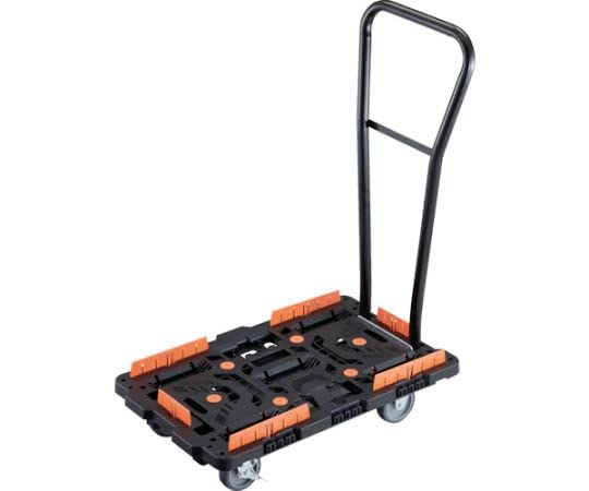 TRUSCO 連結式樹脂製平台車 ビートル 700X450 自在3輪 内2輪ストッパー付 脱着式ハンドル付 柵付