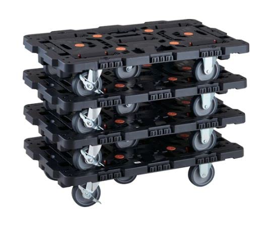 TRUSCO まとめ買い 連結式樹脂製平台車 ビートル 700X450 自在3輪 内2輪ストッパー付 4台セット