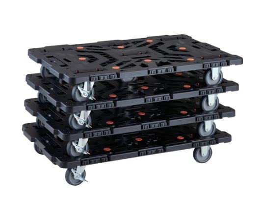 TRUSCO まとめ買い 連結式樹脂製平台車 ビートル 900X600 自在3輪 内2輪ストッパー付 柵付 4台セット