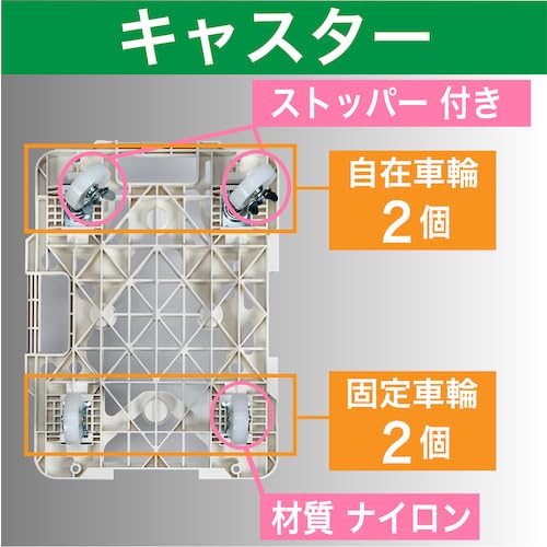 TRUSCO 樹脂製平台車 連結式ルートバン メッシュタイプ 615X415 ナイロン車輪 自在側ストッパー付 白