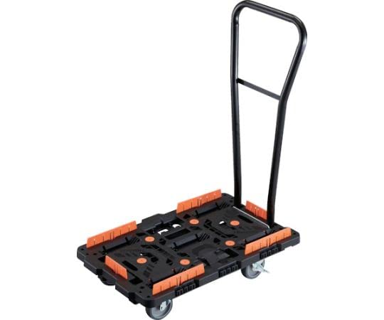 TRUSCO 連結式樹脂製平台車 ビートル 700X450 自在5輪 内2輪ストッパー付 脱着式ハンドル付 柵付