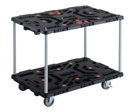 TRUSCO 連結式樹脂製2段台車 ビートル 900X600 自在5輪 内2輪ストッパー付 とめたろう付 ハンドルなし