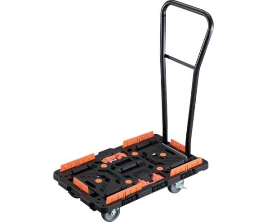 TRUSCO 連結式樹脂製平台車 ビートル 700X450 自在5輪 内2輪ストッパー付 脱着式ハンドル付 柵 とめたろう付