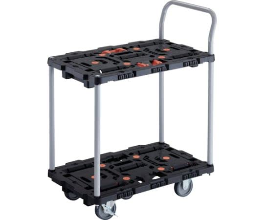 TRUSCO 連結式樹脂製2段台車 ビートル 700X450 自在3輪 内2輪ストッパー付 とめたろう ハンドル付
