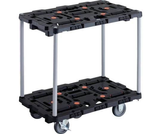 TRUSCO 連結式樹脂製2段台車 ビートル 700X450 自在3輪 内2輪ストッパー付 ハンドルなし