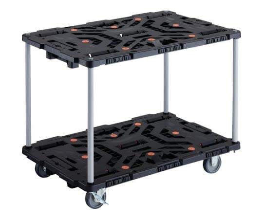 TRUSCO 連結式樹脂製2段台車 ビートル 900X600 自在3輪 内2輪ストッパー付 ハンドルなし