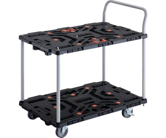TRUSCO 連結式樹脂製2段台車 ビートル 900X600 自在5輪 内2輪ストッパー付 とめたろう ハンドル付