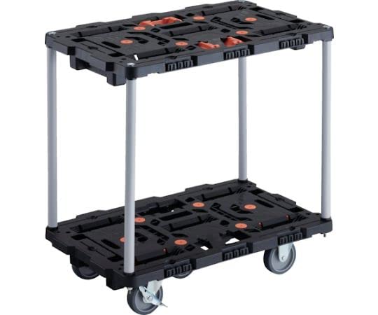 TRUSCO 連結式樹脂製2段台車 ビートル 700X450 自在3輪 内2輪ストッパー付 とめたろう付 ハンドルなし