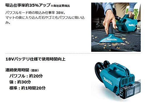 マキタ 充電式クリーナ 18V 紙パック式 ホースタイプ 青 (本体・バッテリ・充電器・ソフトバッグ付)