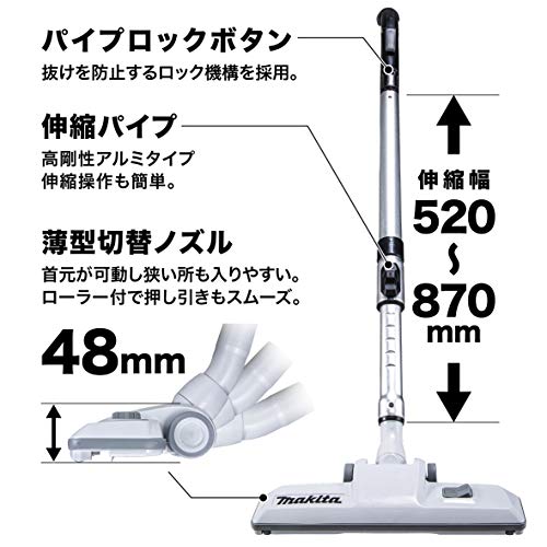 マキタ 充電式集じん機(乾湿両用) 36V(18+18) 集じん容量8L 吸水6L 最大吸込仕事率 105W 本体のみ(バッテリ・充電器別売)