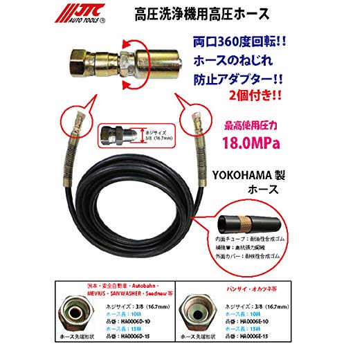 JTC 高圧ホースねじれ防止付 洲本タイプ 10m