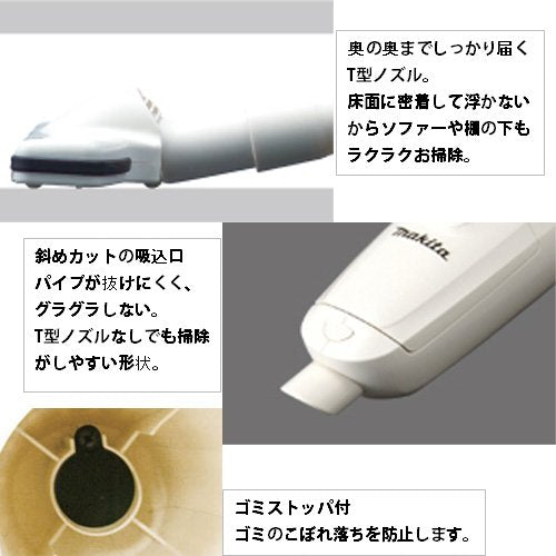 マキタ 充電式クリーナ 10.8V差込 紙パック式 アイボリー(本体・バッテリ・充電器付)