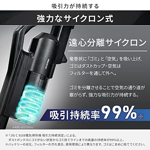 IRIS 296970 充電式サイクロンスティッククリーナー ブラック