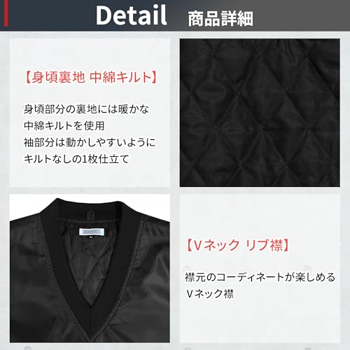 TEAGLES 14695 Vネック中綿キルトヤッケ ブラックM