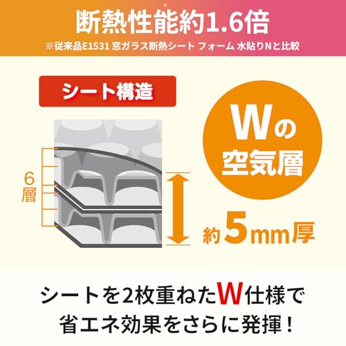 ニトムズ 窓ガラス断熱シート Wフォーム水貼り