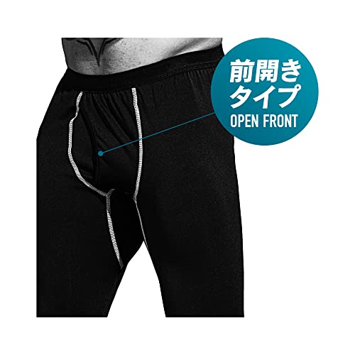 おたふく BTパワーストレッチ 前開きロングタイツ ブラック L