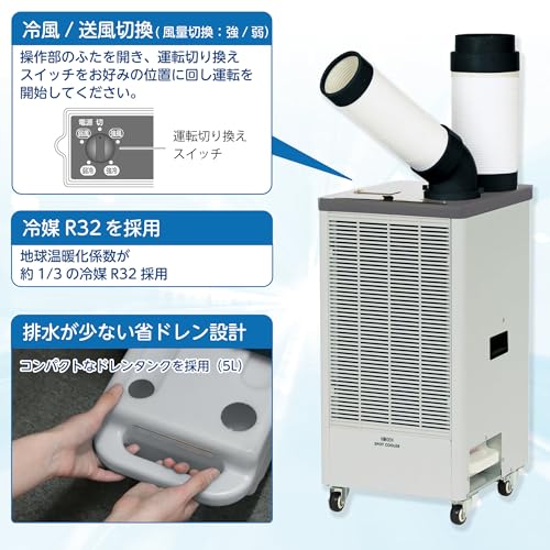 KODEN 【今季在庫限り】 スポットクーラー単相100V首振り機能なし 排熱ダクト付 R32冷媒