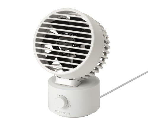 RHYTHM 卓上扇風機 静音 小型 USB給電式 自動首振り 強力 DCモーター 2重反転ファン デスクファン お手入れ簡単 Silky Wind Mini ライトグレー