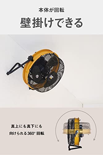 CAT 工場扇 35cm(壁・床タイプ)羽根軸180°半転機能付 イエロー