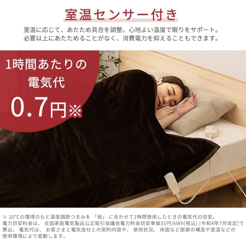 IRIS 107143 電気毛布 掛け敷き ダークブラウン