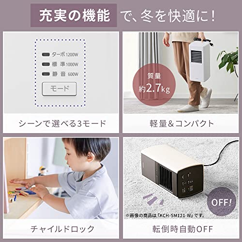 IRIS 296263 スリムセラミックファンヒーター ホワイト