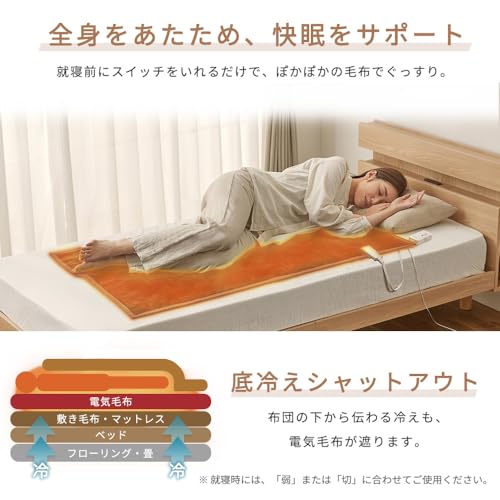 IRIS 107141 電気毛布 敷き ライトブラウン