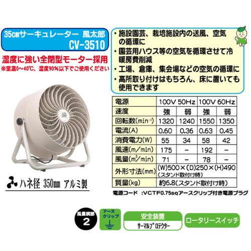 NAKATOMI 35cm循環送風機 風太郎100V CV−3510