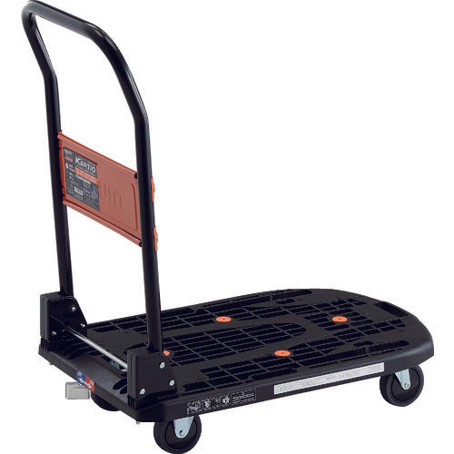 TRUSCO 軽量樹脂製運搬車“カルティオ” 780X490(折りたたみハンドルタイプ) 樹脂製ストッパー付