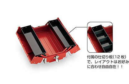 TONE ツールケース（メタル） V形2段式 433X220X160mm レッド