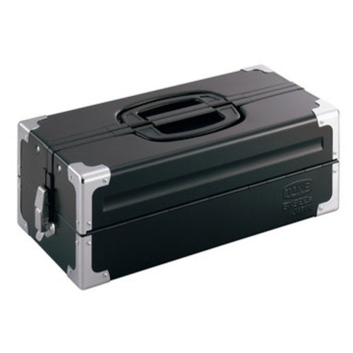 TONE スチール製工具箱 ツールケース（メタル） V形2段式 マットブラック 外形寸法160mm