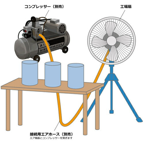 アクアシステム 無給油エアモーター式工場扇 スタンド型 (アルミハネ45cm)