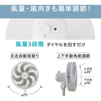 IRIS 104102 リビング扇風機 ACモーター式 ホワイト