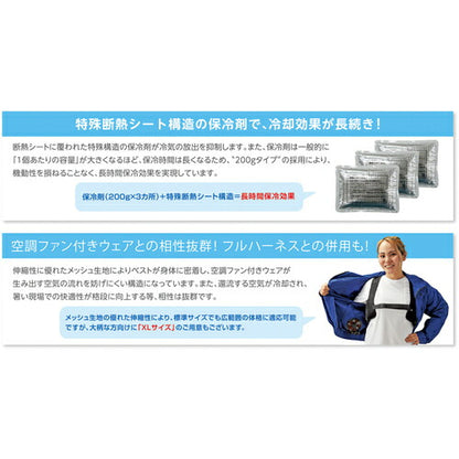 緑十字 ピタット冷却ベスト 標準パッケージ ブラック フリーサイズ