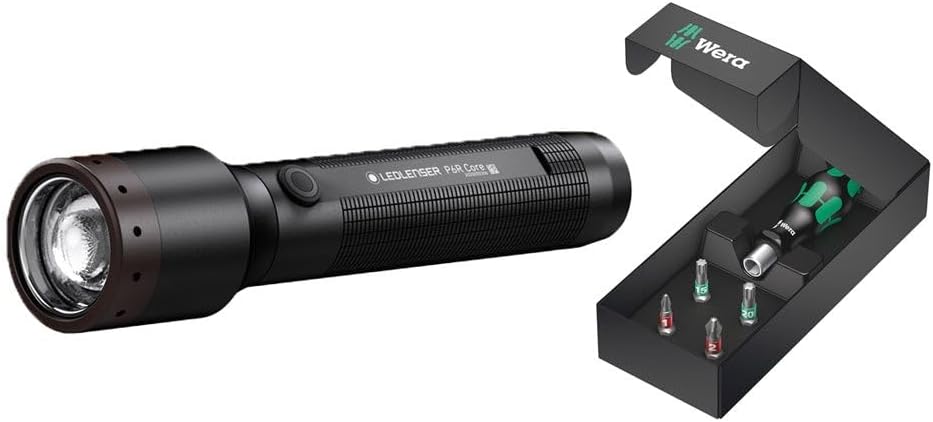 Ledlenser(レッドレンザー) P6R Core + Wera(ヴェラ) スクリュードライバー 特別セット LEDフラッシュライト ドライバー プラスドライバー トルクスドライバー USB充電式 503028 [日本正規品] black