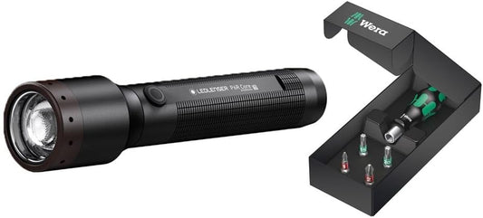 Ledlenser(レッドレンザー) P6R Core + Wera(ヴェラ) スクリュードライバー 特別セット LEDフラッシュライト ドライバー プラスドライバー トルクスドライバー USB充電式 503028 [日本正規品] black