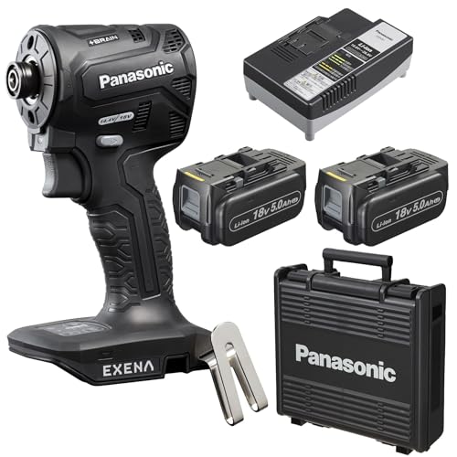 EXENA 充電インパクトドライバー 18V5.0Ah電池セット品 黒