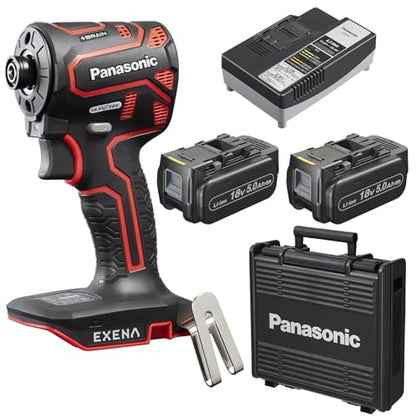 EXENA 充電インパクトドライバー 18V5.0Ah電池セット品 赤