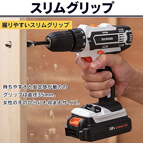IRIS 517095 充電式ドライバドリル 18V JCD25 ホワイト
